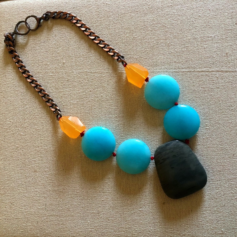 NEW Fossil Stone Statement Necklace